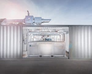 Container mit einer reversiblen Elektrolyse. Foto: Sunfire Brennstoffzelle, Wasserstoff