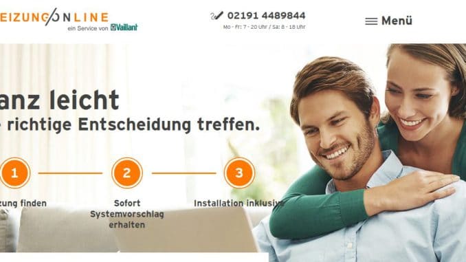 heizungonline_screen Corpus Delicti: Die Online-Plattform heizungonline von Vaillant weist Endkunden in drei Schritten den Weg zur neuen Heizung. Quelle: Vaillant