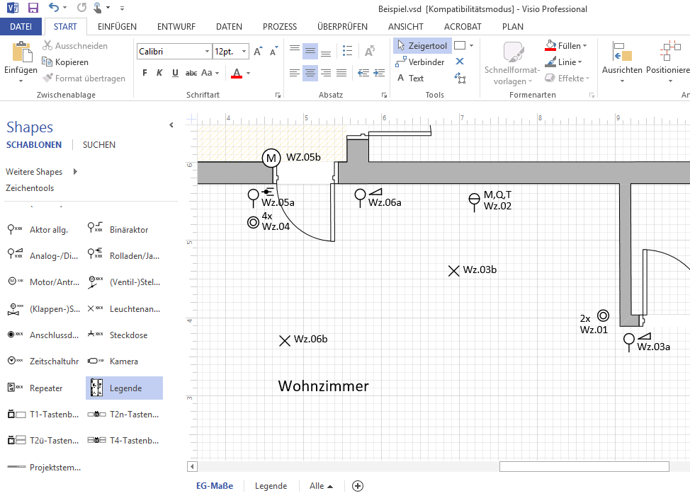 Grundrissplanung mit Automationssymbolen. Grafiken: IGT