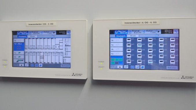 Zentralsteuerung Steuerungsmodul eines hinsichtlich der Lüftung und der energetischen Verbräuche voll automatisierten Bürogebäudes. Foto: Mitsubishi