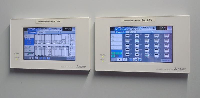 Steuerungsmodul eines hinsichtlich der Lüftung und der energetischen Verbräuche voll automatisierten Bürogebäudes. Foto: Mitsubishi