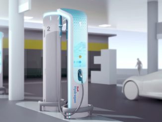 Tankstellendesign von Shell und BMW, hier für Wasserstoff. Grafik: Shell