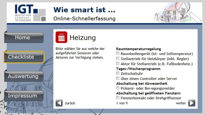 IGT_12_17 Checkliste als „Online-Schnellerfassung“. Grafik: IGT