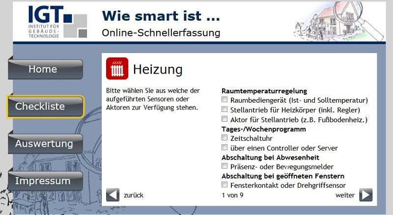 Checkliste als „Online-Schnellerfassung“. Grafik: IGT