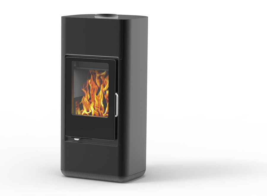 Moderne Kaminöfen wie der „Logastyle Convexus“ von Buderus funktionieren raumluftunabhängig. Sie bekommen den Luftsauerstoff über eine separate Leitung. Bild: Buderus